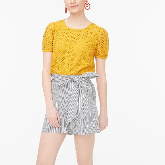 J. Crew Bronzed Eyelit Puff Short Sleeve Top XXL - Picture 3 of 5